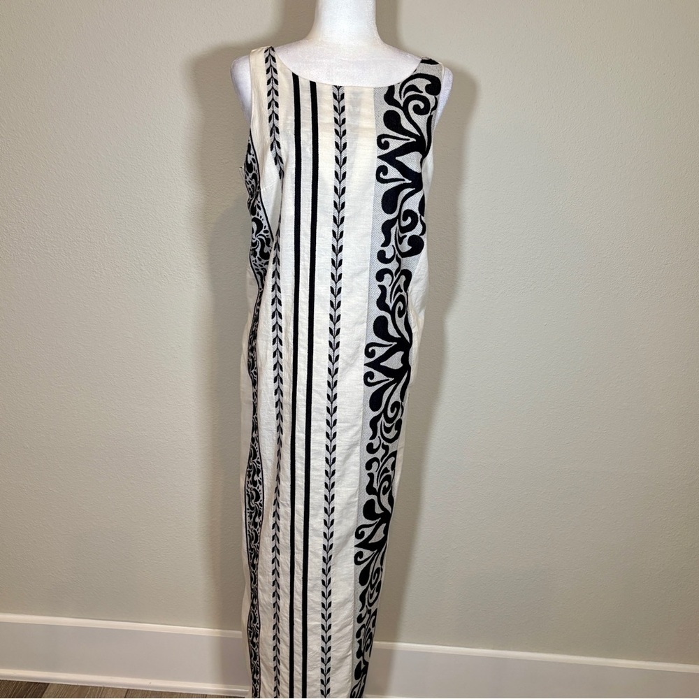 PLS FASHION from Greece Black/White Print Sleeveless Maxi Dress Size Large